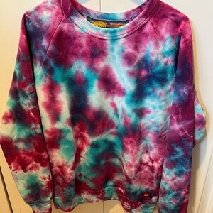 Hand-dyed Relaxed Crew - Sweatshirt. Magenta and Teal